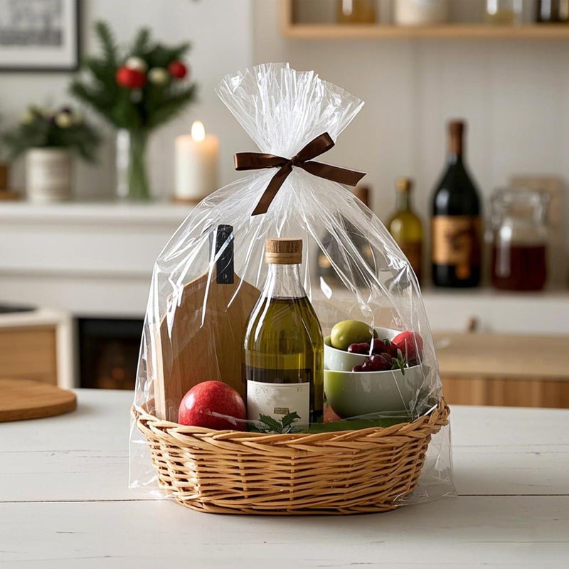 Morepack Shrink Wrap Basket Bags,20Pieces 18x22Inches Clear PVC Shrink Wrap Bags for Gift Basket - Image 3